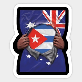 Cuba Flag Australian Flag Ripped - Gift for Cuban From Cuba Sticker